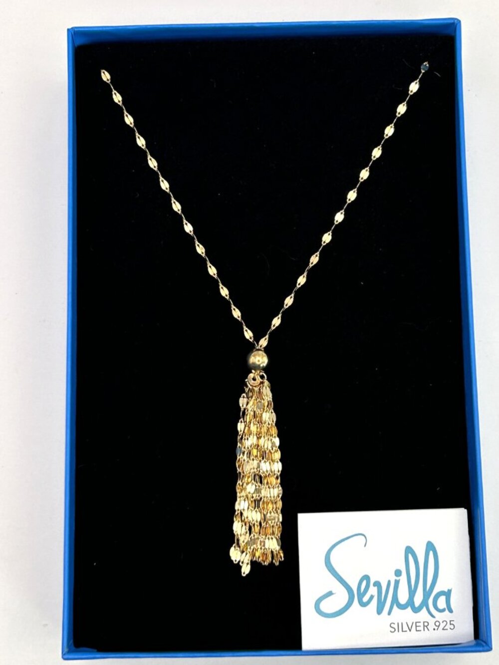 Sevilla 925 Sterling Silver Tassel Pendant Necklace 25 in Original Box